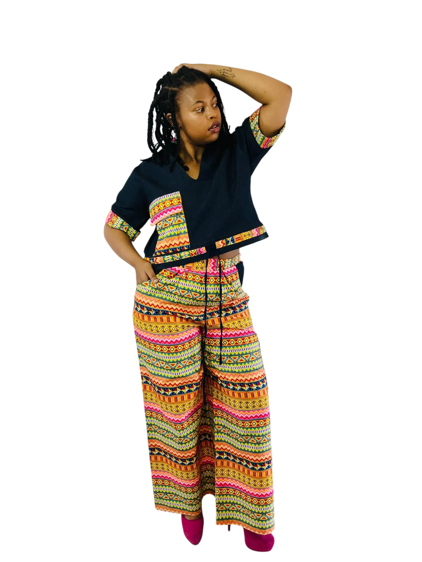 Denim African Print Set