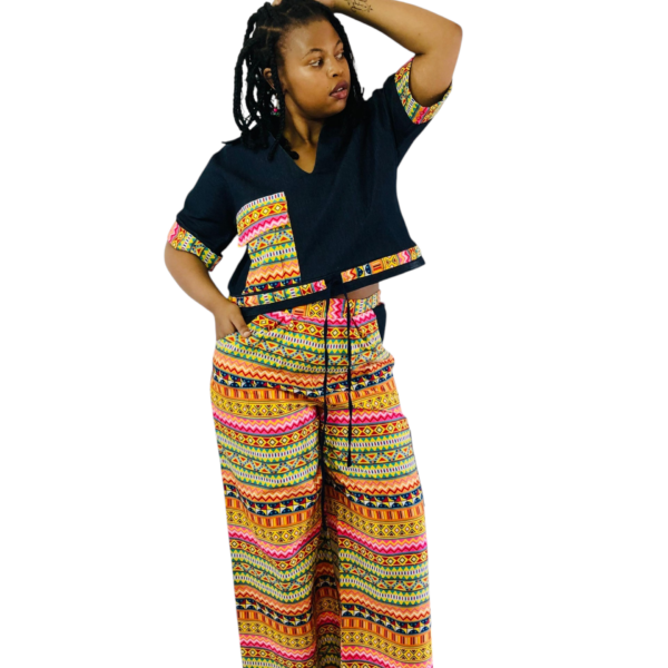Denim African print set